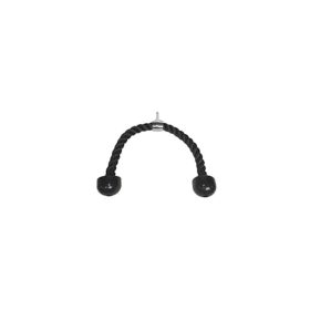 Triceps reb dobbelt fra NORGYM PRO er et sort, flettet reb med store kugleformede ender og metalbeslag.