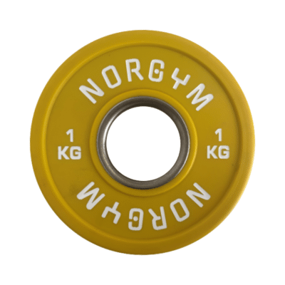En gul vægtskive på 1 kg fra NORGYM.
