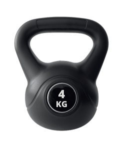 Sort kettlebell med vægtangivelse på 4 kg