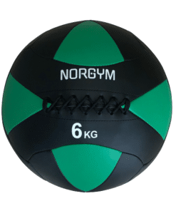 Sort og grøn medicinbold på 6 kg.