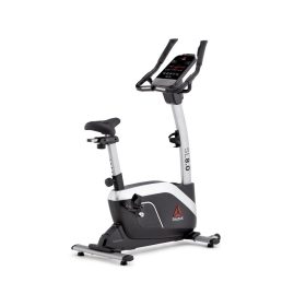 Stationær motionscykel med justerbart sæde, digitalt display og robust stel. Model: Reebok SL 8.0.