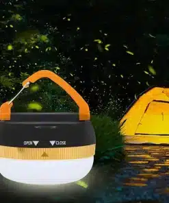 Campinglanterne og telt om natten.