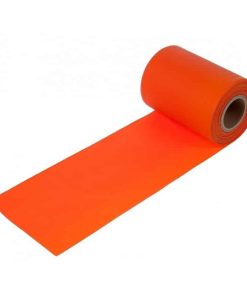 En rulle orange træningselastik med ekstra let modstand, 30 meter lang, fra NORGYM.