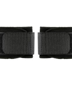 To sorte håndledsstøtter med justerbare velcrolukninger, placeret side om side mod en hvid baggrund.