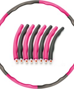 Hulahopring på 1,2 kg i pink og grå. Den er opdelt i otte segmenter, fire pink og fire grå.