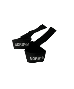 Sorte træningsløftestropper med Norgym logo