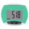 Grøn skridttæller med et digitalt display der viser 518 skridt.