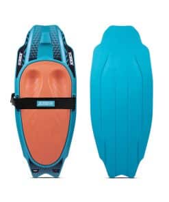 Jobe Slash Kneeboard Teal har en teal-farvet base med en orange knæpude og en sort justerbar strop.