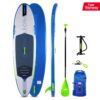 Jobe Leona 10.6 paddleboard med pumpe, åre, leash og taske. Blå og grønne farver, 5 års garanti.