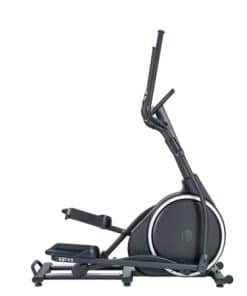 Sort crosstrainer med et moderne design, stor rund base og skridsikre pedaler. Robust håndtag øverst.