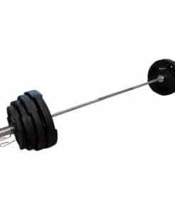 En vægtstang med sorte vægtskiver. Weight Set fra Titan Life