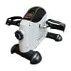 En hvid mini motionscykel med sort display.