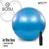 Blå BOSU træningsbold med sort pumpe