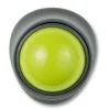 Grøn trackball med gråt kabinet.