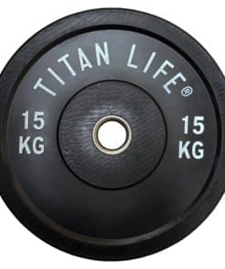 Sort vægtskive med påskriften "Titan Life" og 15 kg.