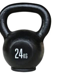 Sort kettlebell med vægtangivelse på 24 kg.