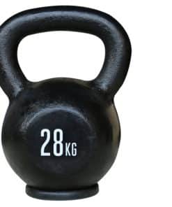 Sort kettlebell med vægtangivelse 28 kg