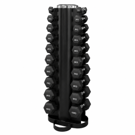 Håndvægtstativ med HEX håndvægte 1 - 10 kg | NORGYM PRO