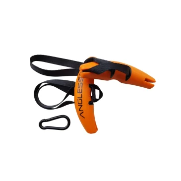 Orange kajakstabilisator med sorte stropper og karabinhage