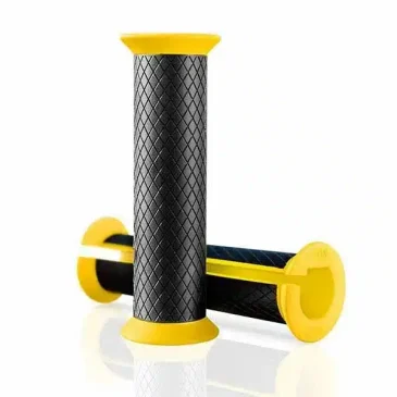 Sorte cykelstyr grips med gule ender.