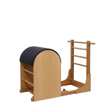 Træpilates-barrel med polstret top.