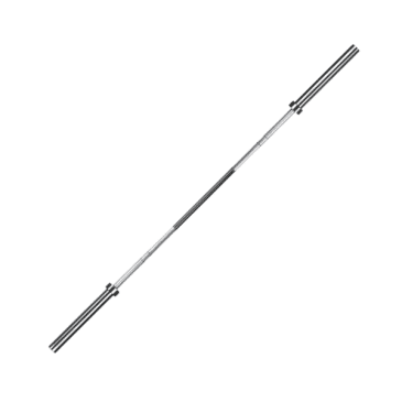 Olympisk vægtstang af stål, 220 cm lang, 20 kg tung, med en diameter på 50 mm. Sort og sølv i farven.